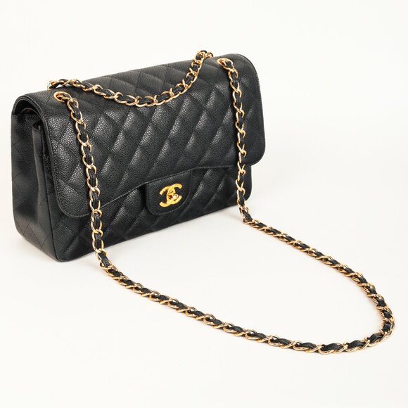 Chanel Timeless Black Caviar Leather Classic Jumbo Double Flap Bag - Picture 6 of 16